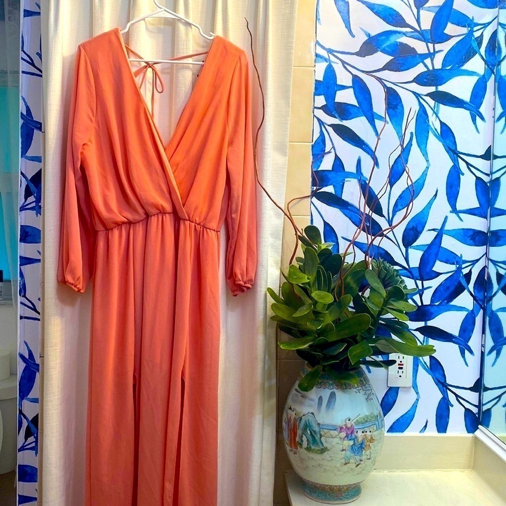Women’s Zenobia Blush/Peach Colored Polyester Maxi Dress Size 1X